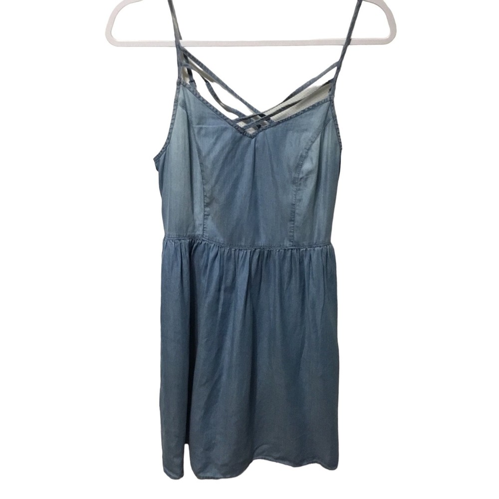 Juniors' SO Criss-Cross Chambray Skater Dress Size L NWT